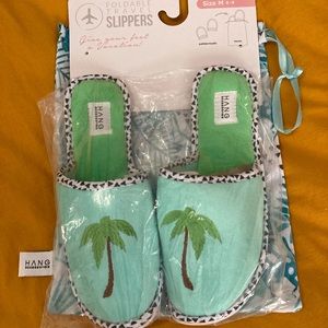 Hang Accessories Foldable Travel Slippers M 8 9 NeW Palm Tree
